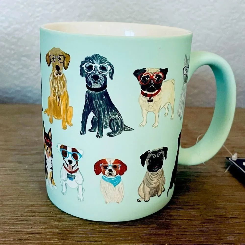 Dogs in Glasses Ceramic Aqua BlueโCoffeeโCupโMug